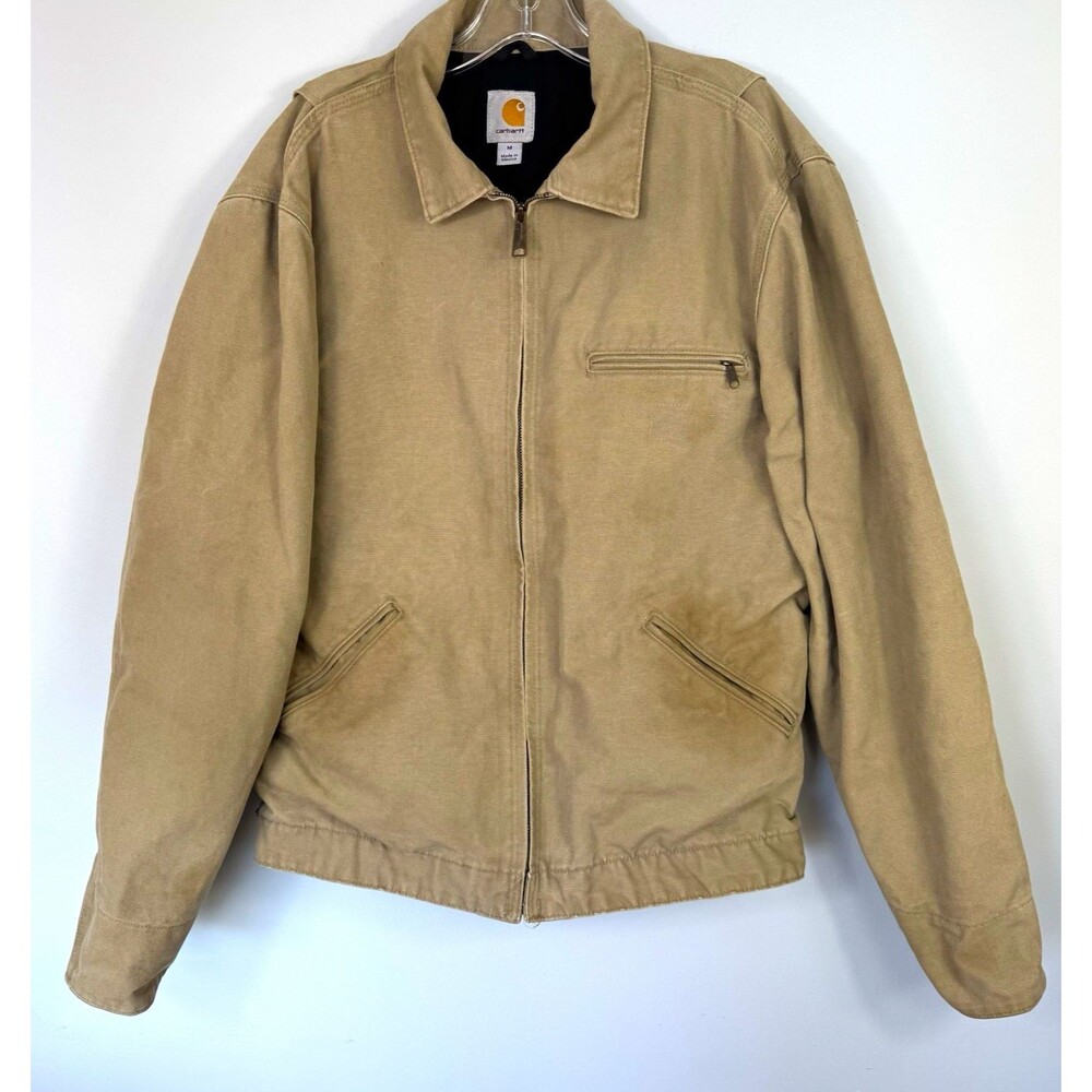 Carhartt Detroit Sandstone Zip Tan Cotton Duck Work Jacket Mens Size M EJ196